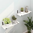 thumbnail image 3 of Afuly White Floating Shelves for Wall Hanging Shelves over Toilet Set of 2, 16in Wooden Decorative Shelves Wall Mounted with Black Brackets for Bathroom Bedroom Living Room, 3 of 12