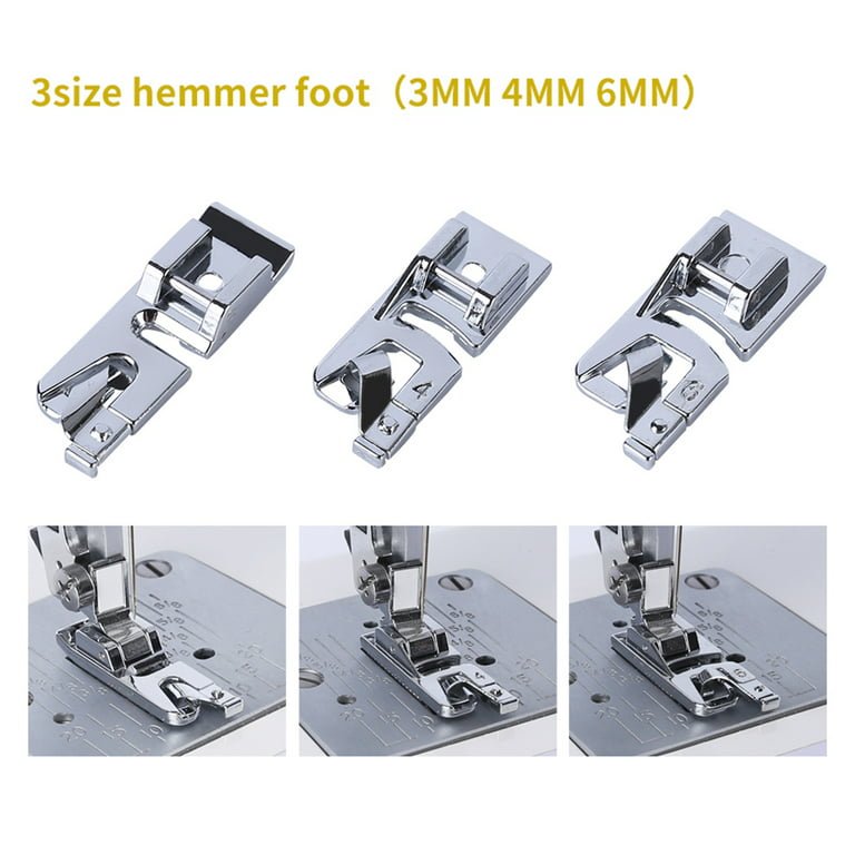 3Pcs Rolled Hem Sewing Machine Presser Foot Hemming Foot Kit For Singer  Brother Janome Home Sewing Rolled Hemmer Presser Foot - AliExpress