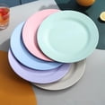 thumbnail image 5 of XiaoBanDeng Set of 10 Wheat Straw Dinner Plates, 10 Inch Reusable Plastic Dessert Plates, Unbreakable Round Flat Serving Dish for Salad Appetizer Steak Pizza Pasta, Dishwasher Safe, Pink, 5 of 7