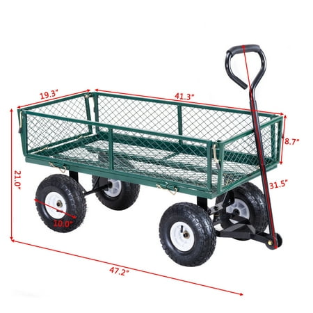 Gymax Heavy Duty Lawn Garden Utility, Steel Garden Utility Cart Wagon