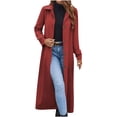 thumbnail image 2 of LOVZFMLL Jackets for Women's Button Solid Color Lapel Trench Coat Jacket, 2 of 5
