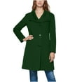 thumbnail image 3 of RRMuAzgs Women's Notch Lapel Collar Coat Solid Color Button Down Wool Coats Long Sleeve Casual Fall Winter Long Overcoat with Belt, 3 of 9