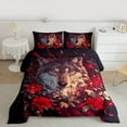 thumbnail image 3 of Feelyou Cartoon Wolf Teens Bedding Comforter Set, Romantic Jungle Animal Twin Comforter Sets, Red Anniversary Rose Reversible Bedding Set, Ultra Soft Bedroom Decor, 2-Piece, 3 of 9