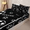 thumbnail image 3 of Castle Fairy Black Soccer Text Print Zipper Twin Comforter Sets with Fitted Sheet and 2 Pillowcases, Minimalist Sport Ball Zipper Bedding Set,4-Piece,Black Reversible, 3 of 6