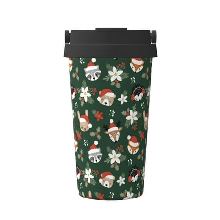 

Sikiie Festive Forest Friends Coffee Mug Pobtable To Stainless Steel Coffee Tumbler Coffee Cups with Lids Thermos for Hot and Cold Drink
