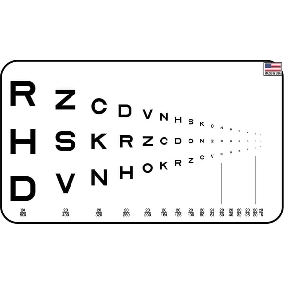 Pocket Near Vision Eye Chart, Traditional Runge