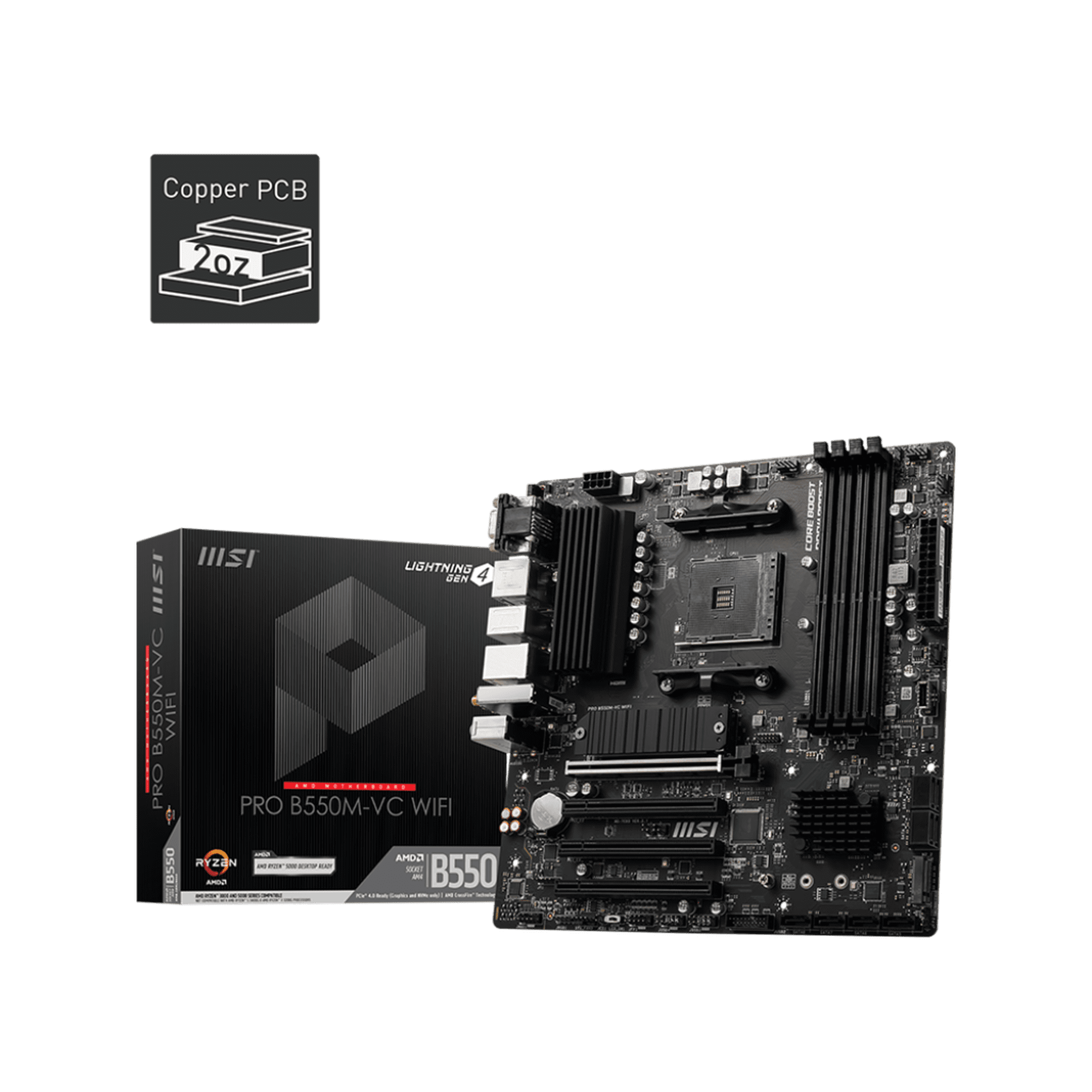 MSI B550M PRO-VDH Carte mère WiFi ProSeries AMD AM4, DDR4, PCIe 4.0