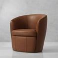 thumbnail image 6 of Maklaine Vintage Whiskey All Italian Leather Swivel Club Chair, 6 of 8