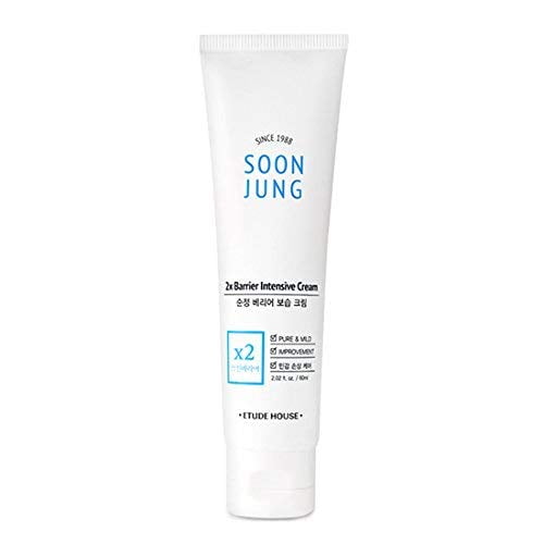 ETUDE HOUSE SoonJung 2x Barrier Intensive Cream 60ml - Hypoallergenic Shea Butter Hydrating Facial Cream for Sensitive Skin, Panthenol and Madecassoside Heals Damaged Skin