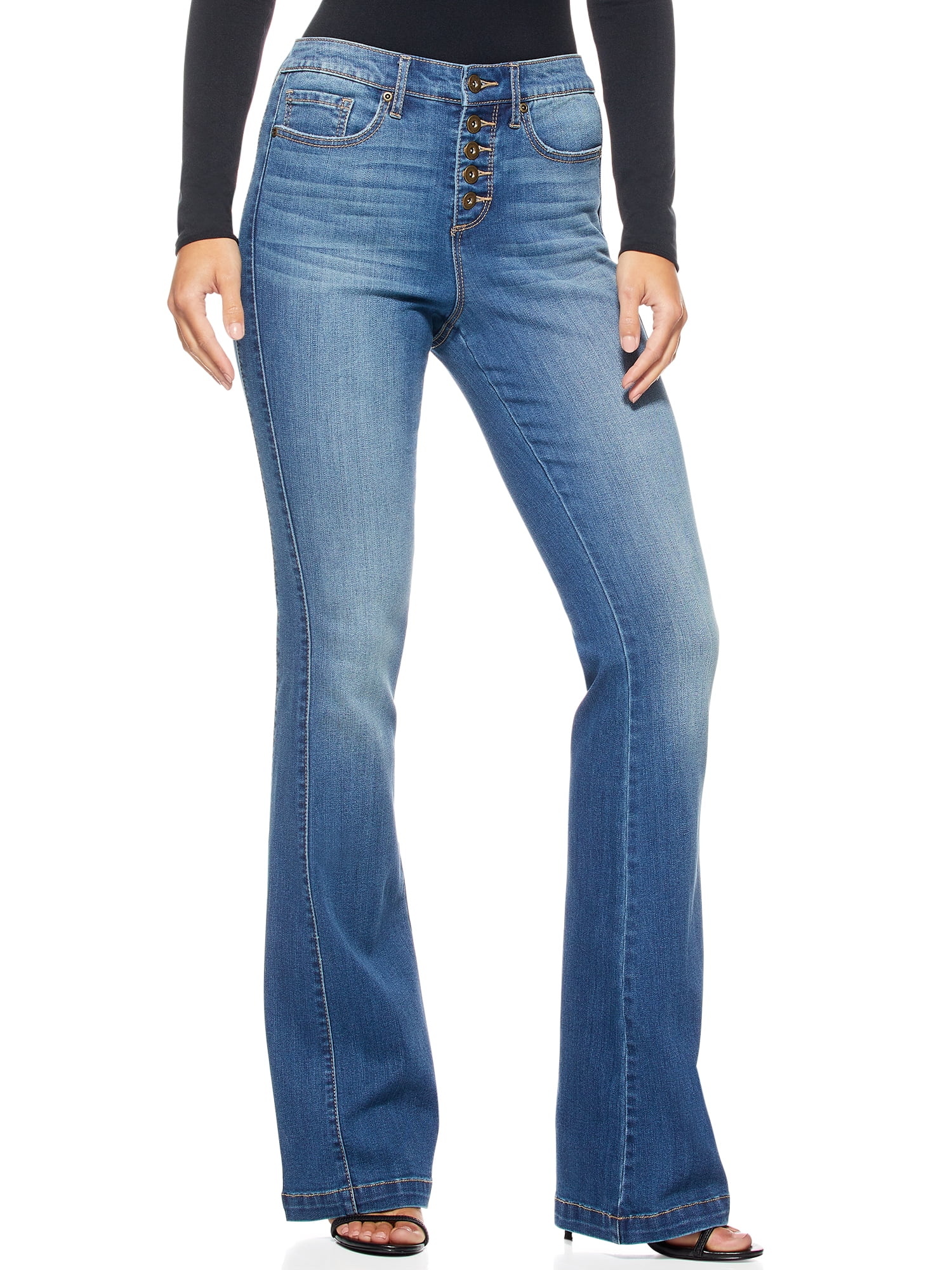 Sofia Jeans by Sofia Vergara Women's Melisa Flare Front Seam with Buttons  Jeans 