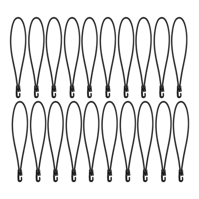 20x Cuerda elástica con ganchos Correa elástica resistente Elástica Multifuncional 25cm Negro