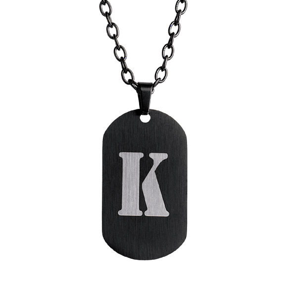 Collar Hombre de Inicial Letra A LUCKMAN, Acero Inoxidable Color Negro, Modelo Dylan negro UNITALLA
