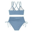 thumbnail image 6 of Women's Bikini Set Solid Color Two Piece Swimsuit with Removable Bra Pads No Underwire for Beach Swimming Vacation,Sky Blue,L, 6 of 8