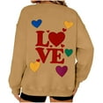 thumbnail image 4 of Womens Valentines Sweatshirt Oversized Long Sleeve Heart Love Shirts Crewneck Cute Pullover Sweater Tops, M Khaki, 4 of 7