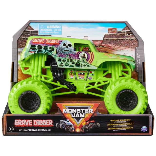 Monster Jam, Monster Truck oficial Grave Digger, vehículo coleccionable fundido a presión, escala 1:24, juguetes para niños y niñas de 3 años en adelante