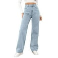 thumbnail image 2 of HKYNLAG Wide Leg Jeans for Women 2025 Blue Baggy High Waisted Casual Trendy Jeans Ladies Trousers Light Blue L, 2 of 7