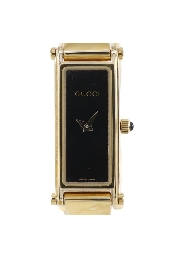 Pre-Owned Gucci GUCCI Watch 1500L Gold Plated Quartz Analog Display Black Dial Women's (Good)