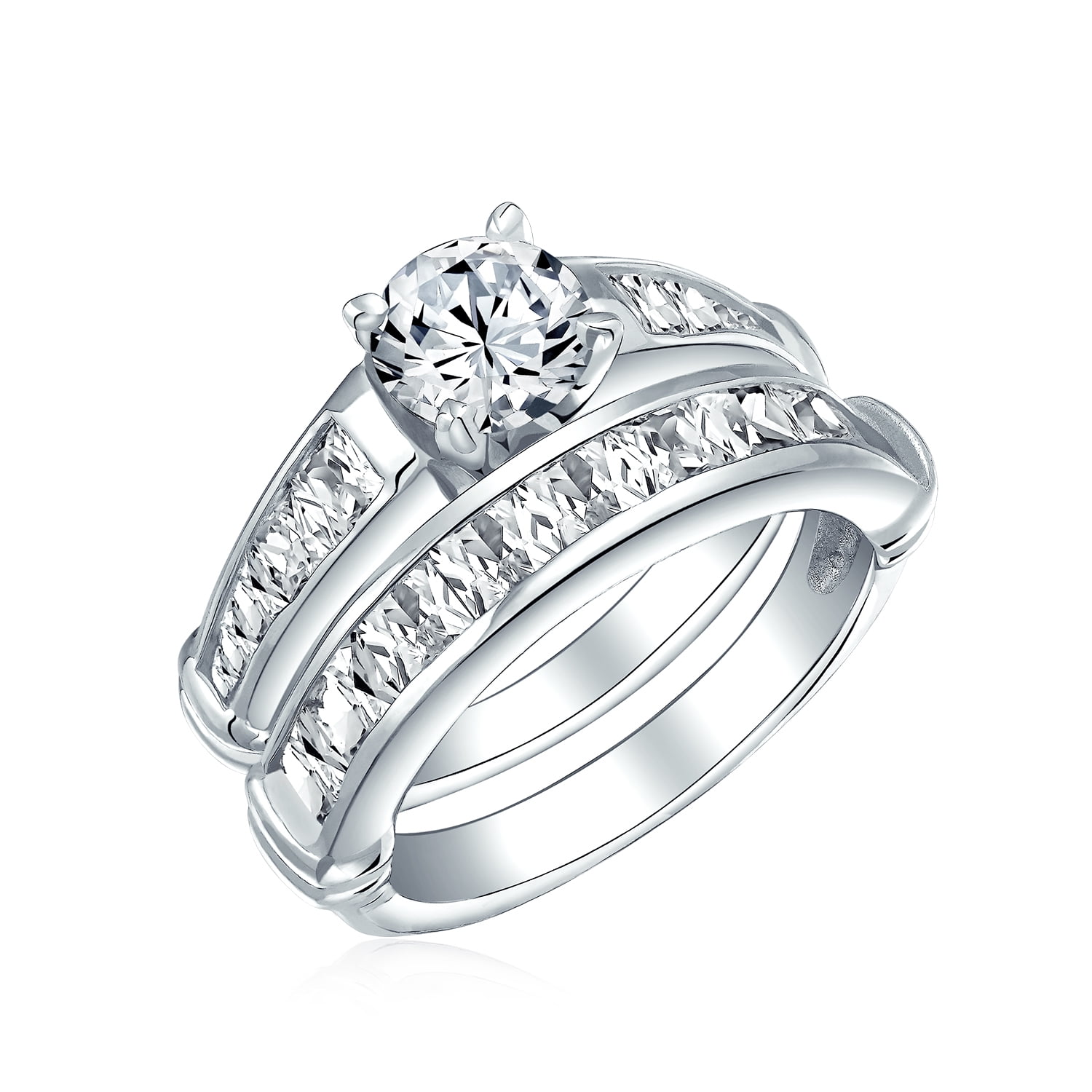 2CT Cubic Zirconia Solitaire Princess Cut Band AAA CZ