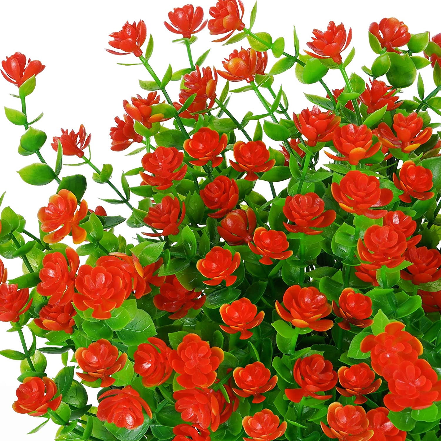 MAMOWEAR Artificial Flowers for Outdoor, 12PCS UV Resistant Fake Flowers for Decoration Indoor, No Fade Faux Plastic Hanging Plants Wedding Farmhouse Garden Porch Window Décor