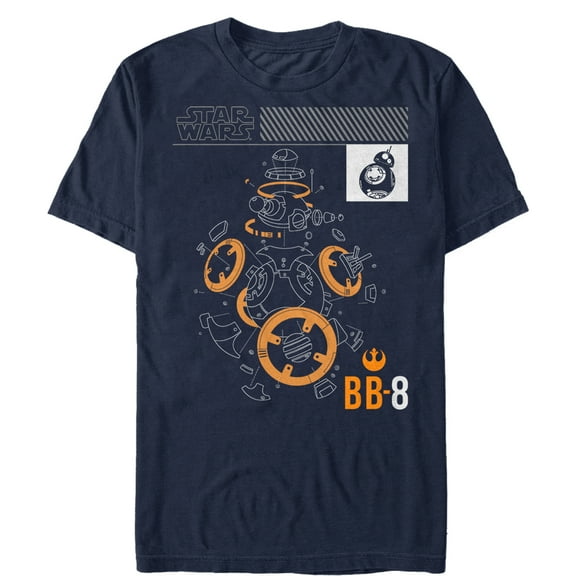 Men's Star Wars The Last Jedi BB-8 Deconstruct Graphic Tee Navy Blue 2X Large
