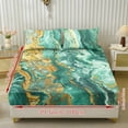 thumbnail image 2 of COEQINE Sheet Set Twin Size Fitted Sheet Cozy Wrinkle Free Fade Resistant Bedding Set for Women Men, Deep Pockets Home Decor for Twin Size Bed, Marble Green Gold, 2 of 5