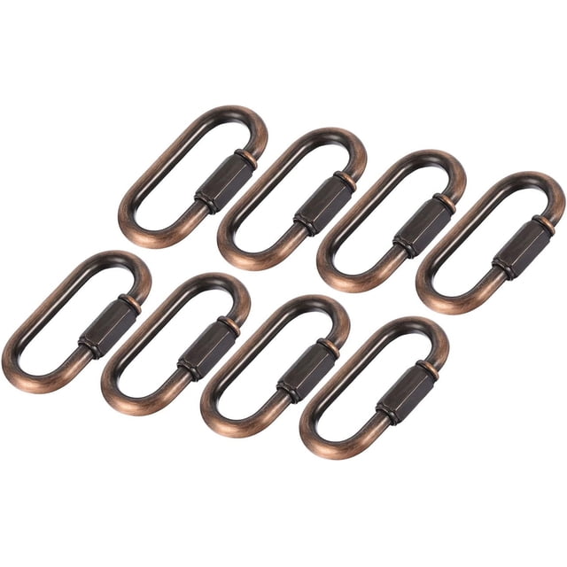 HUGFEGWE 6 Pcs Chain Connectors, Chain Locking Quick Link, Great for Light, Key, Camping, Backpack, Rope (Red Bronze, 6mm Thick) UA824-20258