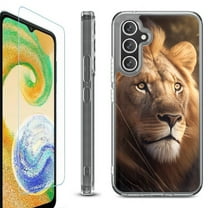 For Samsung Galaxy A36 5G Phone Case Cover, Shockproof Bumper Hybrid Case with Tempered Glass Screen Protector, by OneToughShield - Lion