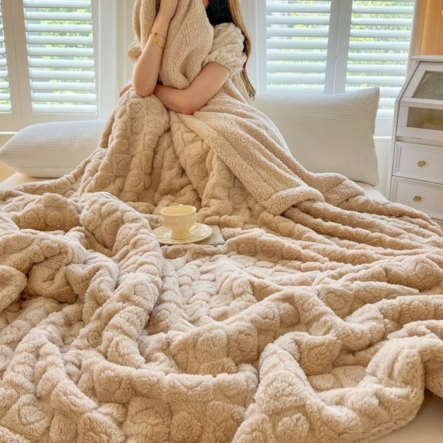 CHUANK Flannel Weighted Blanket Sherpa Weighted Blankets with Soft Plush Fleece for Calming and Sleep