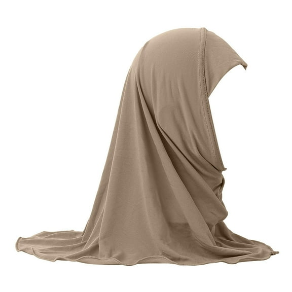 OGLCCG Girls Muslim Hijab Cotton Kids Head Scarf Shawls Neck Wrap Islamic Scarf Shawls Lace Headscarf Cap, Plain Hijabs for Girls Age 4-6
