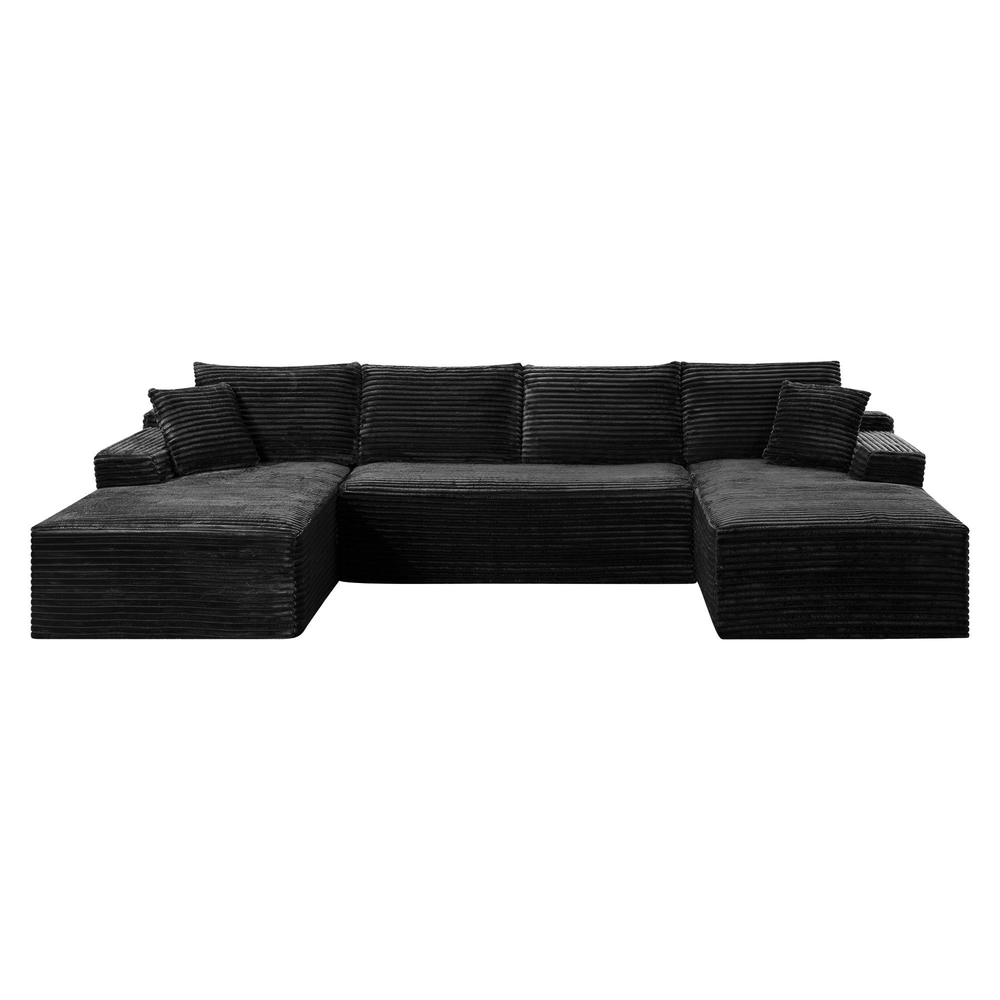 Compressed Boneless Sofa Set with Chaise Lounge, Upholstered Corduroy Couch for 5-6, U-Shaped Modular Sectional Sofa