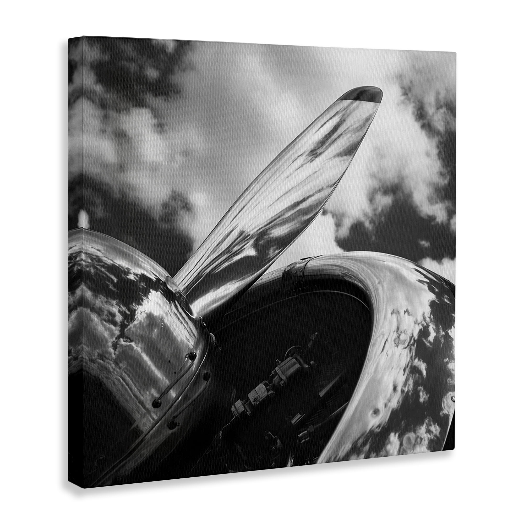 Stupell Industries Propeller with Cloud Reflection Transportation Photography Wrapped Canvas Art Print Wall Art, 30 x 30