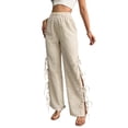 thumbnail image 4 of Womens Gingham Plaid Wide Leg Pants Y2k Lounge Pants Lace Up Loose Trousers Color M, 4 of 9