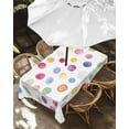 thumbnail image 3 of Colorful Polka Dot Rectangle Outdoor Tablecloth, Waterproof Table Cloth Cover with Umbrella Hole and Zipper, Rainbow Polka Dot Watercolor Table Protector for Patio Party Picnic 60"x84", 3 of 6