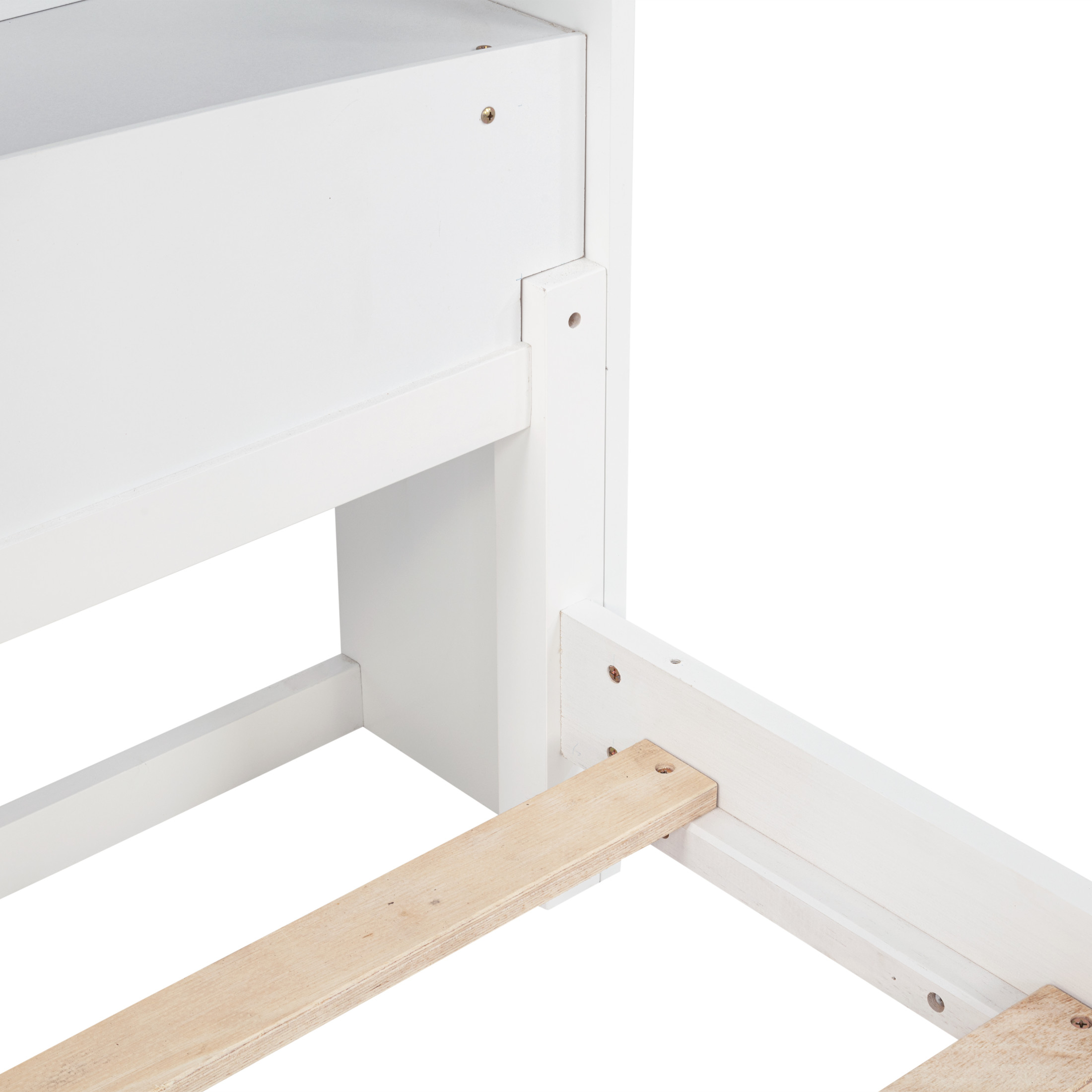 Noble House Strong Twin Bed, Pine Wood Frame with Bookcase Headboard, Guardrails & LED Motion Sensor Light, White