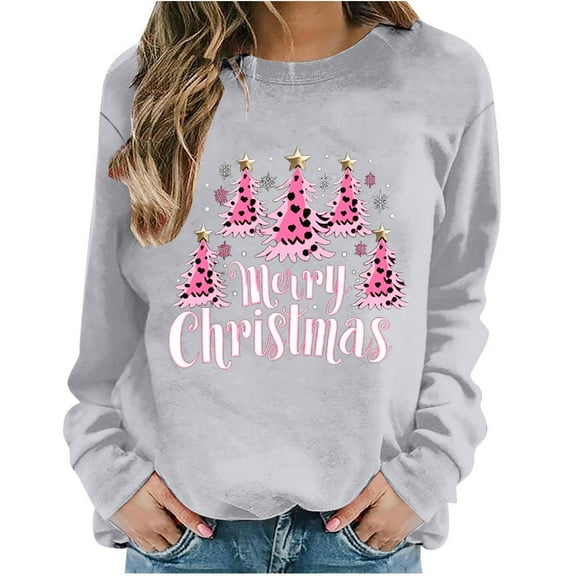 Women Christmas Tree Printed Tshirts Striped Sweatshirt 2025 Workout Shirt Long Sleeve Cardigan Sweaters Crewneck Sweatshirts Pack Long Sleeve