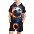 thumbnail image 3 of Sentuca Boys Outfit Sets Hooded Short Sleeve Graphic Tees and Shorts Kids Clothes Summer Outfits Size 7-8 Years, 3 of 7