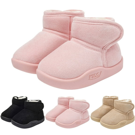 Dakaela Girls Boys Snow Boots Fleece Lined Winter Warm Ankle Booties Toddler Baby House Slippers 0-6Y