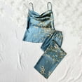 thumbnail image 2 of Gpaecead Women's Silk Pajama Sets Lace Camisole Shorts Set Satin Camisole Set Lounge Set Sleepwear L Blue, 2 of 5