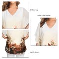 thumbnail image 4 of Top de gasa holgado con mangas con volantes, diseño elegante de dos capas, cómodo y transpirable, Top de gasa para mujer, flor blanca M, 4 of 5