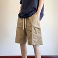 thumbnail image 2 of Men's Cargo Shorts Elastic Waist Solid Color Quick Dry Lightweight Casual Fashion Zipper Pocket Bandage Knee Length Summer Daily Beach Vacation Golf Streetwear Travel Essentials, 2 of 9