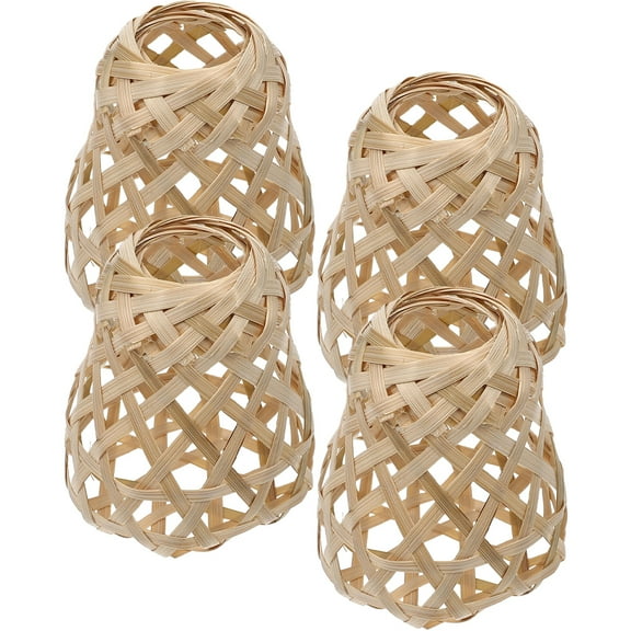 4 Pcs Bamboo Lampshade Pendant Light Basket Shades Bulbs Gift Ceiling Accessory Fixture Miss