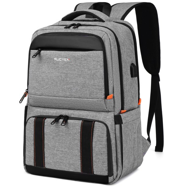 Mochila de almuerzo RUCYEN con aislamiento térmico para portátil de 15,6 pulgadas, gris
