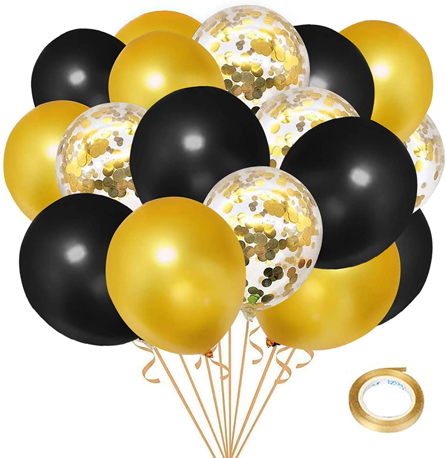 LATEX CONFETTI BALLOONS PARTY BIRTHDAY WEDDING DECORATION GOLD BLACK 