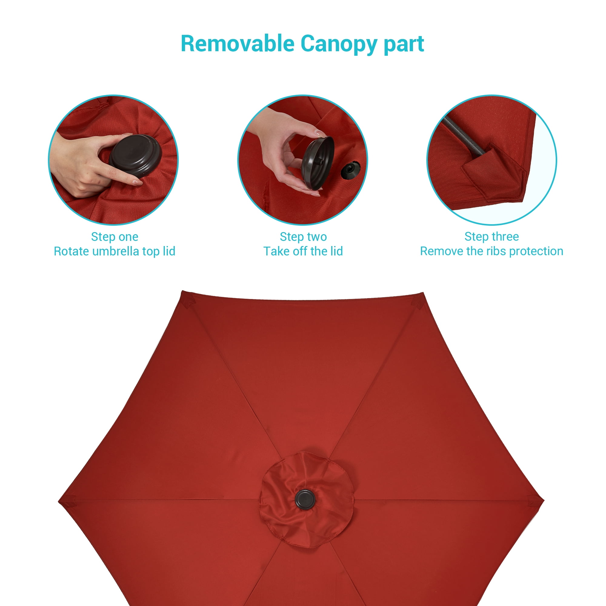 CHYVARY 7.5 FT Outdoor Patio Shade Table Market Umbrella with Tilt Button for Deck, Garden and Pool, Chili Red