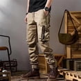thumbnail image 3 of Men's Cargo Pants Straight Leg Functional Outdoor Casual Pants, Tactical Joggers for Hiking, Work and Adventure,Khaki,XL, 3 of 5