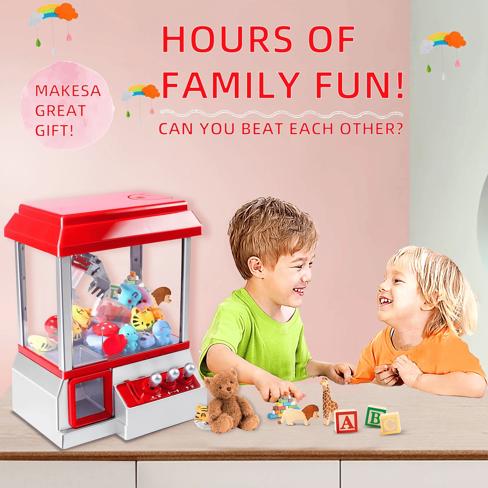 Somnr Claw Machine Arcade Toy with Sound - Children's Candy Dispenser Vending Game, Perfect Christmas & Birthday Present for Ages 3+