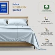 THREAD SPREAD King Sheets Cotton - 400 Thread Count 100% Egyptian Cotton Sheets King Size (4 PC, Light Blue), Soft, Cooling Sateen Hotel Sheet Set