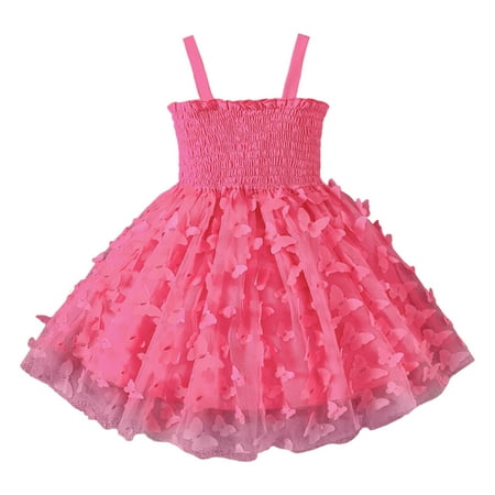 

ZRBYWB Toddler Girls Dresses Sleeveless 3D Butterfly Tulle Princess Dress Dance Party Dresses Baby Girl Clothes