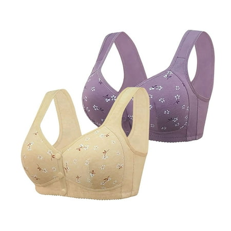 DondPO Bras for Women Women s Non Ring Non Marking Back Lifting Breasts Gathered Underwear Soft Skin Friendly Front Open Buckle Bra 2 Push Up Bra Plus Size Bras for Women Clearance Yellow 36