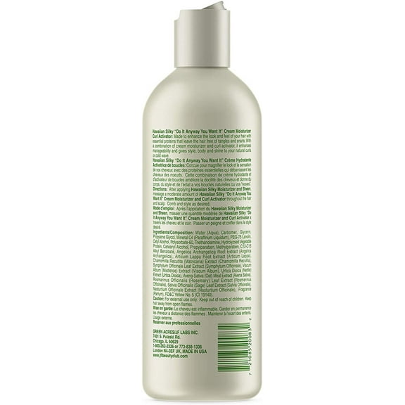 Hawaiian Silky Do Any Way You Want It Cream Moisturizer Curl Activator, Non-Greasy, 16 fl oz